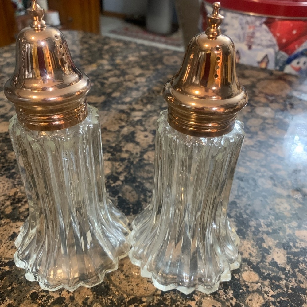 Vintage-Inspired Glass Salt and Pepper Shakers with Silver Tops - Picture 1 of 4